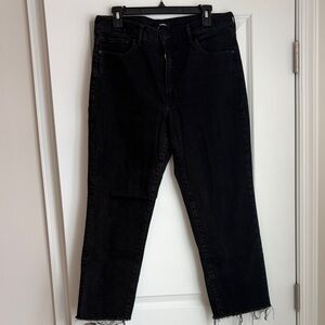 Express Black Staight Ankle Raw Hem Jeans